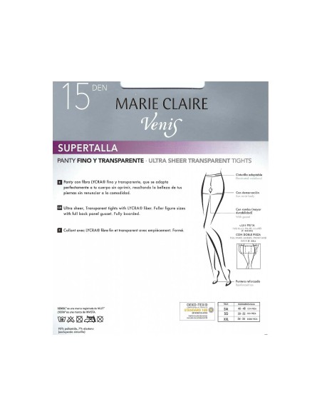 Panty Venis supertalla 15 DEN 4444 de Marie Claire - varios colores
