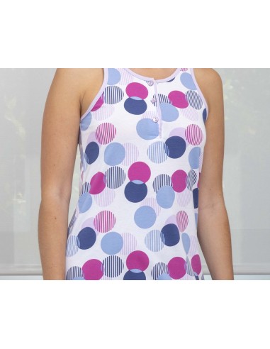 Camisón mujer algodón sin mangas "Círculos" de...