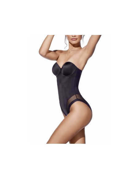 Body sin tirantes Miranda copa C con aros y relleno de Selene - NEGRO