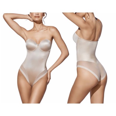 Body sin tirantes Miranda copa C con aros y relleno de Selene - TIERRA