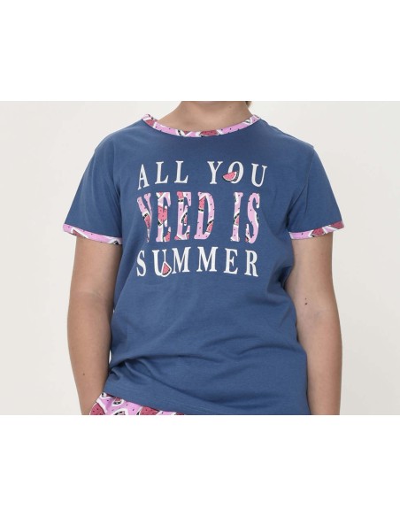 Pijama corto juvenil algodón All you need is summer de Kinanit