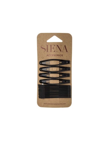 Clip rana oval (4 uds) + horquillas (12 uds) de Siena Complementos