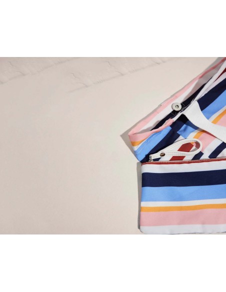 Bolso playa + neceser extraíble estampado Rayas de Ysabel Mora