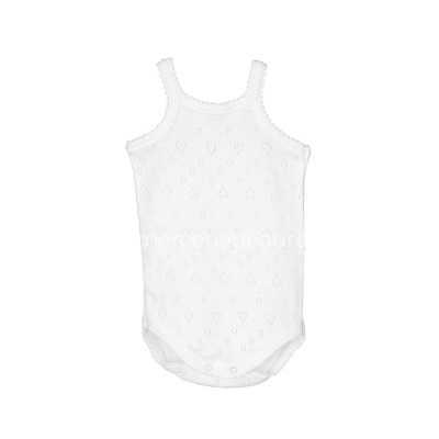 Body bebé niña tirantes calado corazones 1688 de Calamaro - ROSA 2