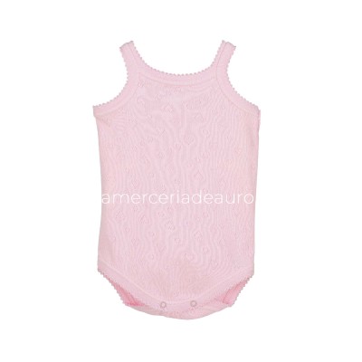 Body bebé niña tirantes calado corazones 1688 de Calamaro - ROSA