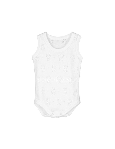 Body bebé tirantes calado ositos 1777 de Calamaro - BLANCO