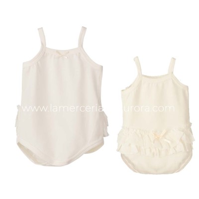 Body bebé niña tirantes y volantes Tile de Calamaro -...