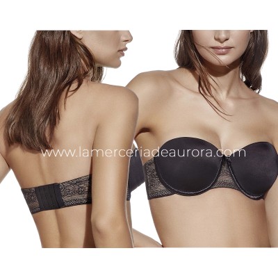 Sujetador Silvia copa C con aros y relleno de Selene - NEGRO