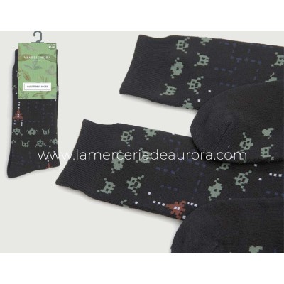 Calcetín hombre termal rizo antideslizante Marcianitos de...