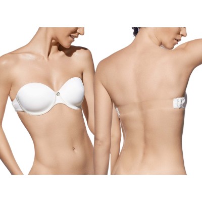 Sujetador Magdalena copa C con aros y relleno espalda transparente de Selene - MARFIL