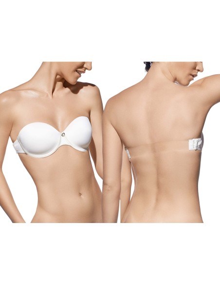 Sujetador Magdalena copa C con aros y relleno espalda transparente de Selene - MARFIL