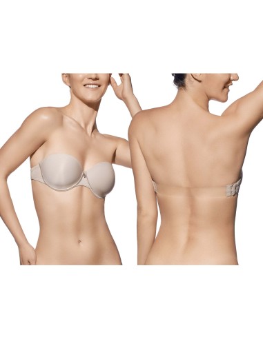 Sujetador Magdalena copa C con aros y relleno espalda transparente de Selene - TIERRA