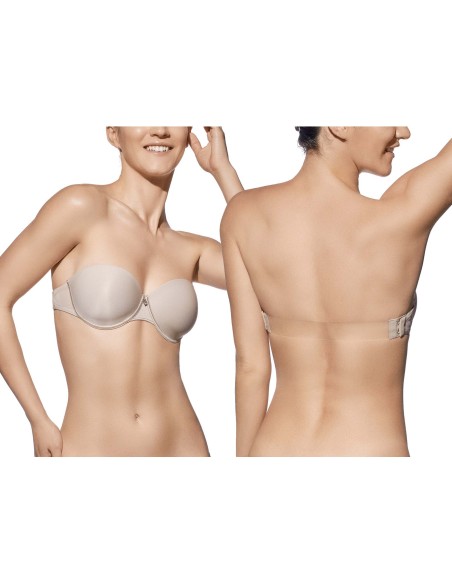 Sujetador Magdalena copa C con aros y relleno espalda transparente de Selene - TIERRA