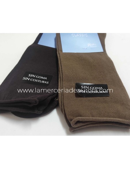 Calcetín hombre algodón sin costuras puño rulo 2400 de Rodfer - MARRÓN y CÁMEL Calcetín hombre algodón sin costuras puño rulo 2400 de Rodfer - MARRÓN y CÁMEL