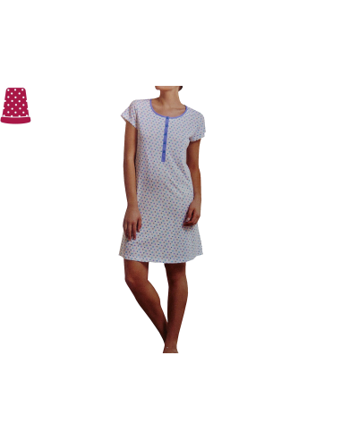 Camisón mujer manga corta Topos de Nubesco