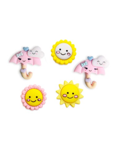 Botones decorativos Hello Sunshine (5 piezas) de Dress It Up