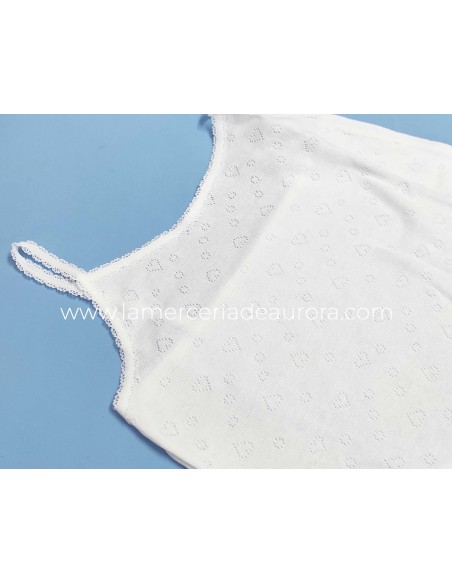 Camiseta interior niña tirante calada Corazones K4418 de Calamaro - 2 colores