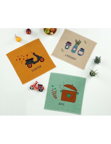 Paños de cocina rizo algodón estampados (pack 3 uds) E175 de Dolz