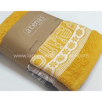 Paños de cocina rizo algodón Vajilla (pack 3 uds) de Atenas 2