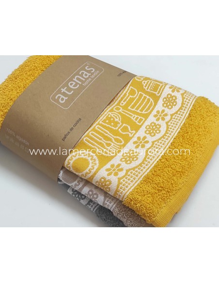 Paños de cocina rizo algodón Vajilla (pack 3 uds) de Atenas