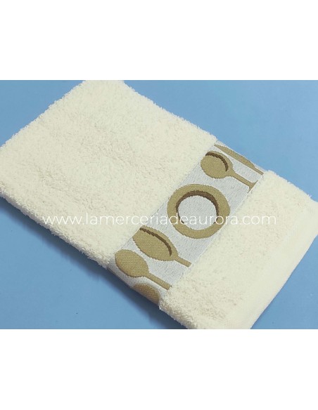 Paños de cocina rizo algodón Cubiertos y platos de Atenas - CRUDO