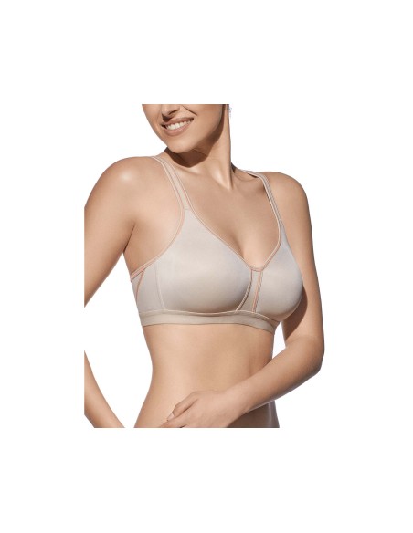 Sujetador deportivo Nina copa B sin aros y con relleno de Selene - TIERRA Sujetador deportivo Nina copa B sin aros y con relleno de Selene - TIERRA
