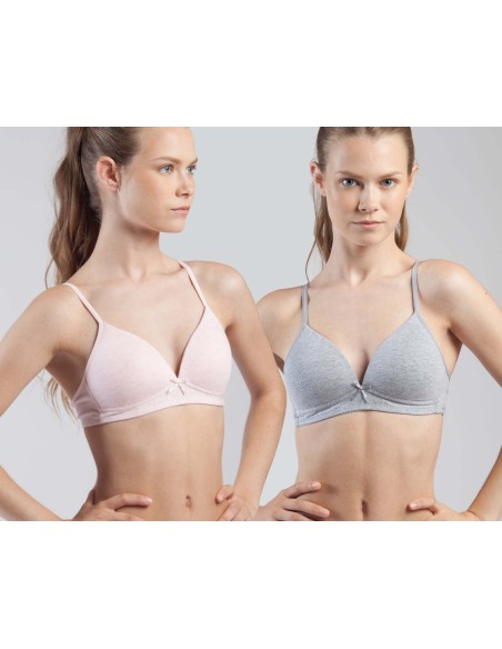 Sujetador algodón 207 de KEHAT - PINK MELANGE y GREY MELANGE