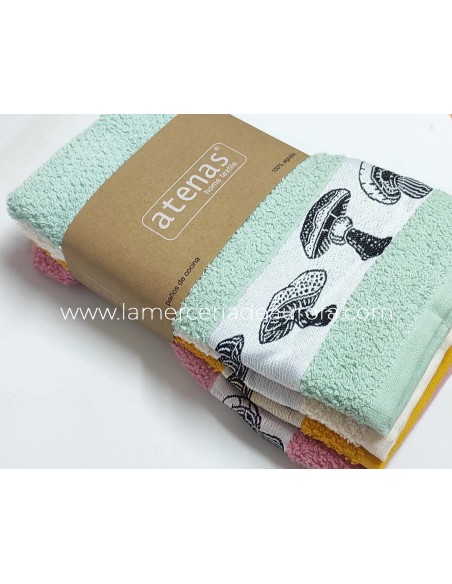 Paños de cocina rizo algodón (pack 4 uds) Boletus de Atenas