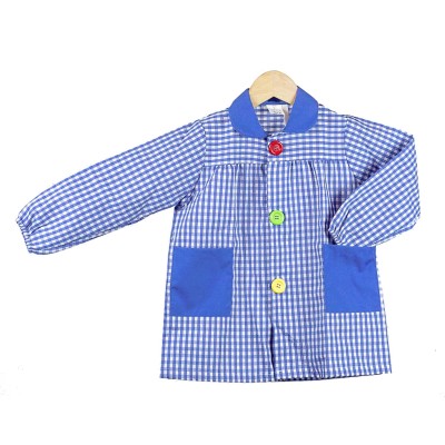 Baby escolar cuadros y botones grandes CELESTE