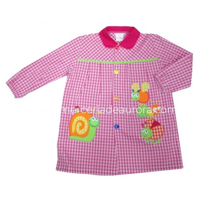 Baby colegio cuadros ROSA "Caracol e insectos"