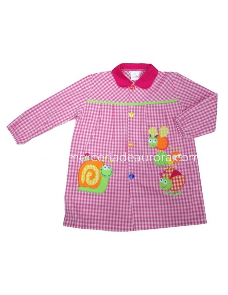 Baby colegio cuadros ROSA "Caracol e insectos"