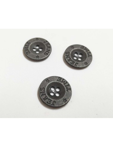 Botón metal 4 agujeros para vaqueros (11mm) - PLATA ENVEJECIDA