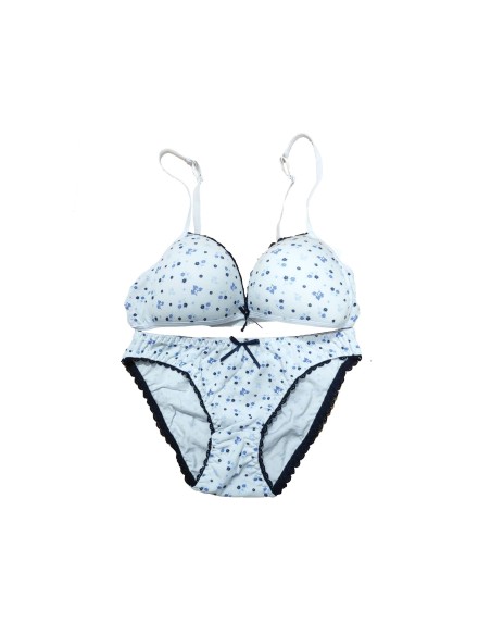 Conjunto juvenil algodón copa A Flores azules de Tersura