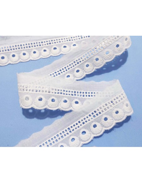Puntilla de batista bordada blanca (ancho 3,5cm) Lucía