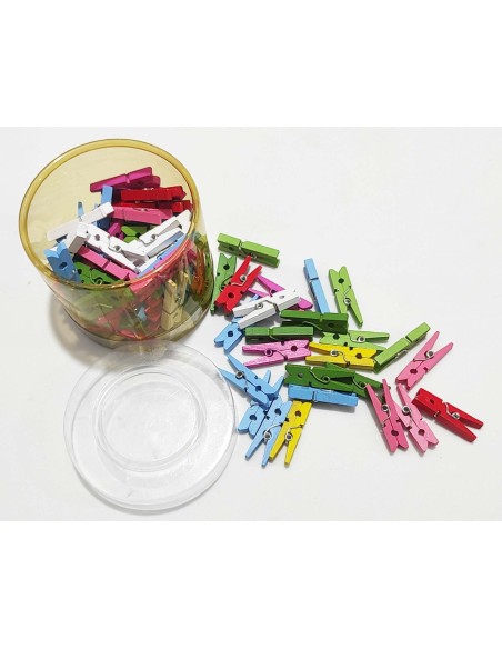 Mini pinzas madera de colores (100 uds) de N.Marcos