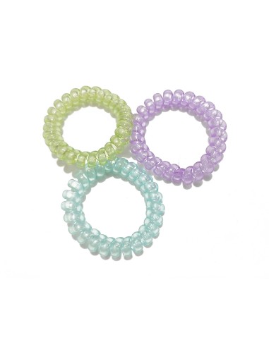 Coleteros espiral Malva, azul y verde translúcido (3 uds) de N.Marcos
