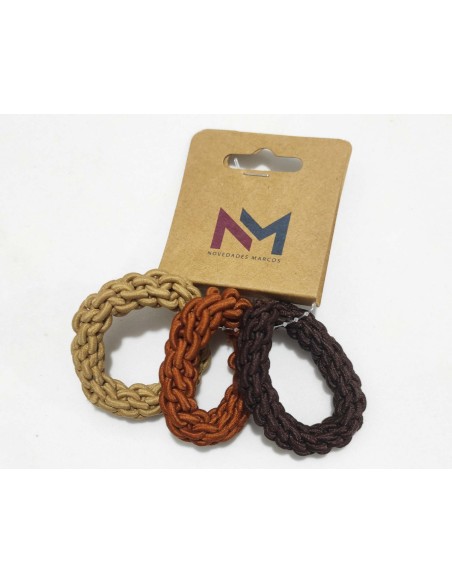 Coleteros Surtido marrones goma trenzada (3 uds) de N.Marcos