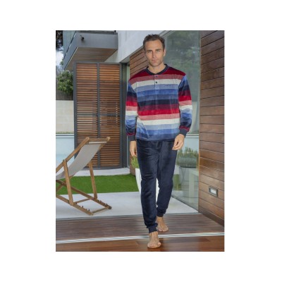 Pijama invierno hombre terciopelo Rayas 5604 de Muslher