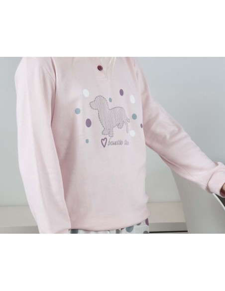 Pijama largo juvenil algodón interlock Bassotto time 4603 de Muslher