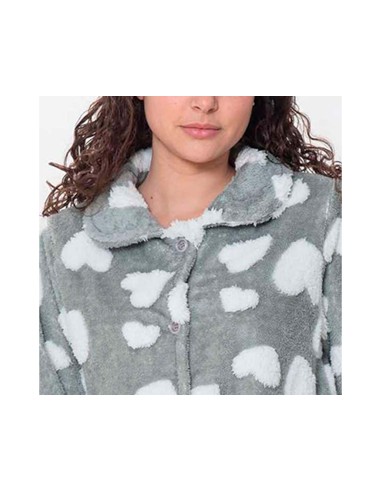 Bata corta coralina abotonada mujer Corazones...