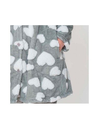 Bata corta coralina abotonada mujer Corazones...