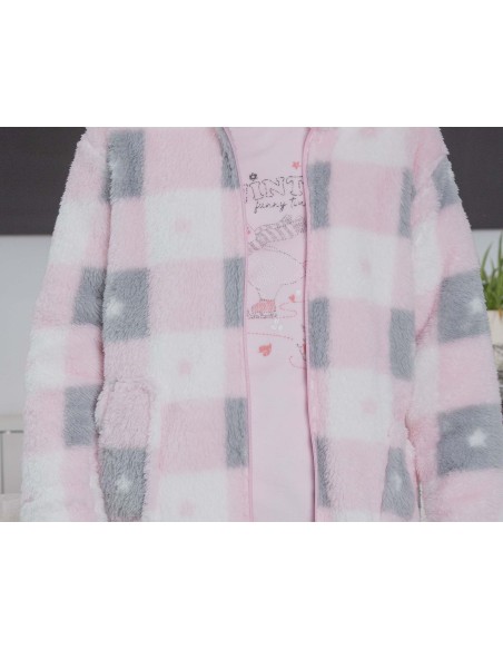 Bata corta cremallera juvenil coralina sherpa Cuadros 8509 de Muslher