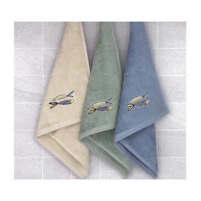 Paños de cocina rizo algodón bordado Peces de Barceló -...