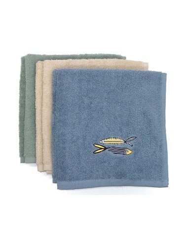 Paños de cocina rizo algodón bordado Peces de...