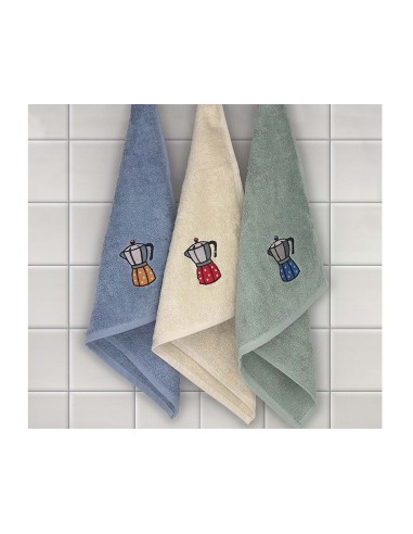 Paños de cocina rizo algodón bordado Cafetera de Barceló - varios colores
 Color-Azul