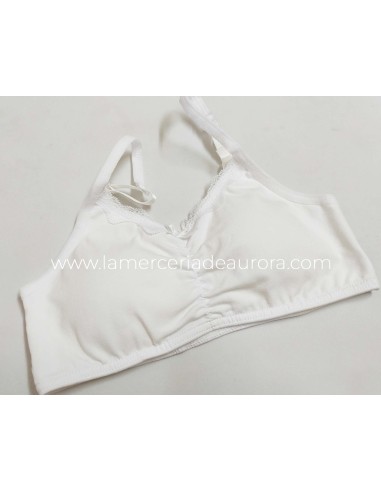 Top camiseta juvenil frunce con relleno blanco...