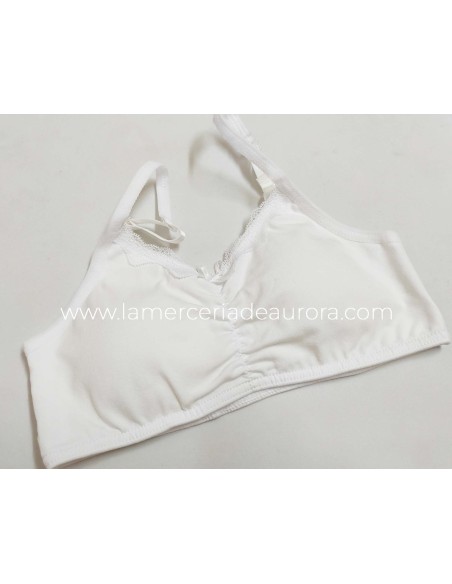 Top camiseta juvenil frunce con relleno blanco K3107 de Delicatta by Calamaro