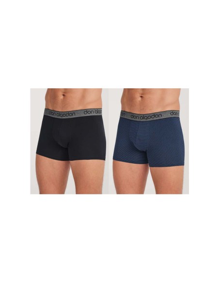 Pack bóxer PB03 - LISO NEGRO y RAYAS MARINO