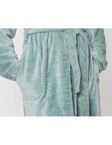 Bata larga coralina abotonada mujer Olas de...