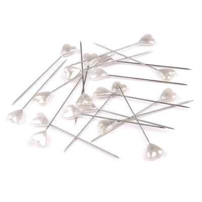 Alfileres Perla Corazón (12 uds) Marfil nacarado